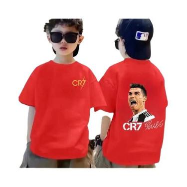 Imagem de Camiseta De Algodão Respirável De Verão Para Meninos CR7 Com Estampa L