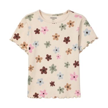 Imagem de Blusa Hering Off White Menina Manga Curta Em Ribana Estampada-Feminino