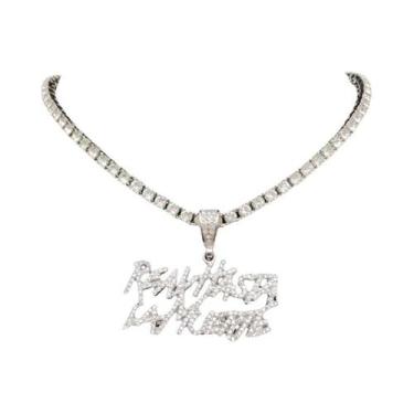 Imagem de Colar Unissex Hip Hop Com Pingente De Letra, Corrente Tennis De 4mm, J