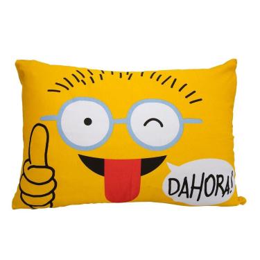 Imagem de Fronha Emoji Dahora em Malha 100% Algodão 48CM X 68CM 01 Peça Branco Portallar