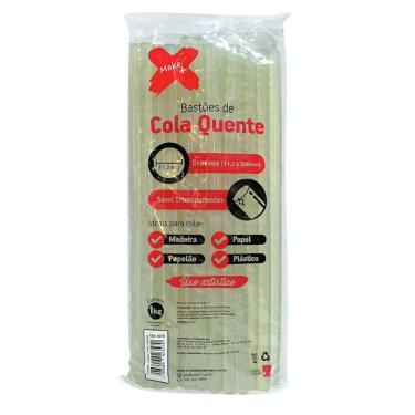 Imagem de Bastões de Cola Quente Semi Transparentes Grossos 11 e 2 X 300mm Pacote 1kg para Artesanato e Reparos Make+