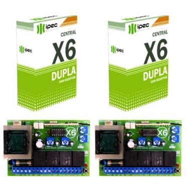 Imagem de Kit 2 Central Portão Placa Canais Receptor X6 Dupla Controles Ipec