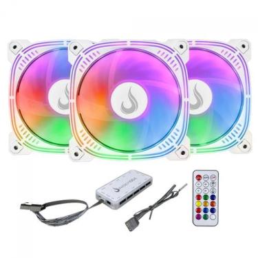 Imagem de Kit Fan Com 3 Unidades Rise Mode Frost Pro, ARGB, 120mm, Branco, RM-CF