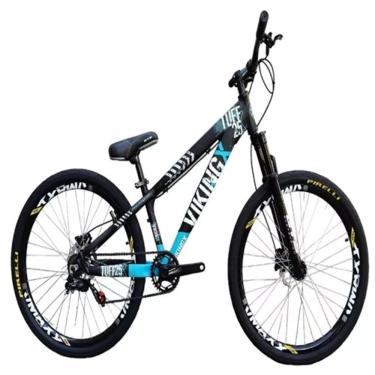 Imagem de Bicicleta Vikingx Preto Azul Aro 26 Single Wheeling Freio Hidráulico