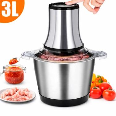Imagem de Processador Triturador Picador de Alimentos Elétrico 3L Inox Potente 850W Moedor de Car...