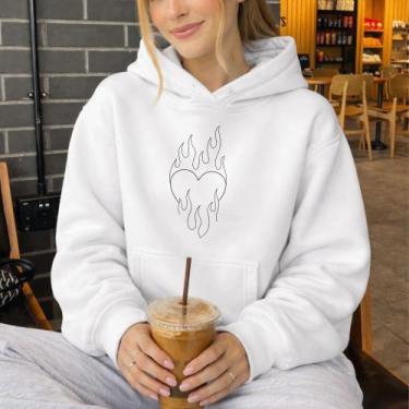 Imagem de Moletom Canguru Coração Fogo 1321 Inverno Blusa De Frio Arte Quente Co
