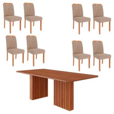 Imagem de Sala de Jantar Mesa Ester Retangular 210 com 8 Cadeiras Paola Wood Cin