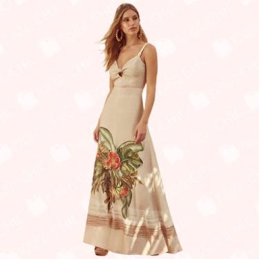 Imagem de Vestido Longo Estampa Flores - Moda Casual Chic, 38