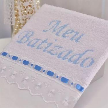Imagem de Toalha Bebê Meu Batizado Bordada De Felpa - Texnew - Texnew Enxoval Be