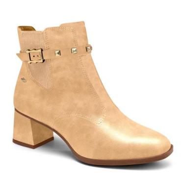 Imagem de Bota feminina dakota casual salto bloco bico fino conforto, Granola, 3