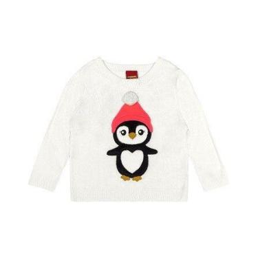 Imagem de Roupa Infantil Casaco Em Tricô Blusa Off White Tricot Quentinho Elegan