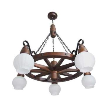 Imagem de Lustre Roda De Carroça Envelhecido 5 Lâmpadas 605E - LUMINÁRIAS MÜLLER