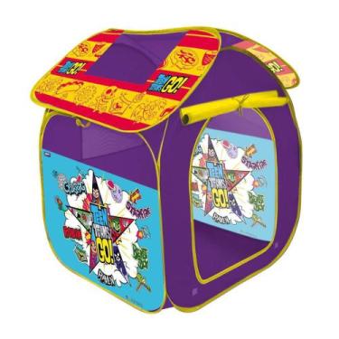 Imagem de Barraca Portátil Infantil Casa Teen Titans Go Zippy Toys Roxo/Amarelo