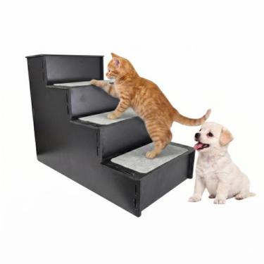 Imagem de Escada Pet Cachorro 4 Degraus Antiderrapante MDF Cães Todos os Portes 
