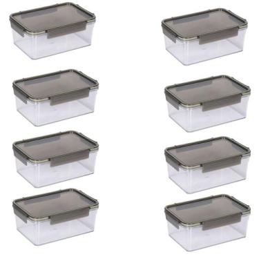 Imagem de Kit 8 Pote Organizador de Alimentos Hermético 1,6 L C/ Tampa - Mor