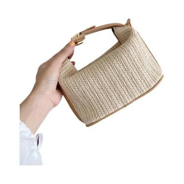 Imagem de Sacola de Palha Transversal para Meninas - Bolsa de Praia Casual e Mod