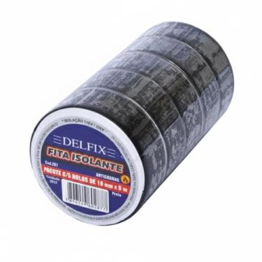 Imagem de DELFIX Kit 5 Fita Isolante Antichamas Preta 19mm x 05m PRETA