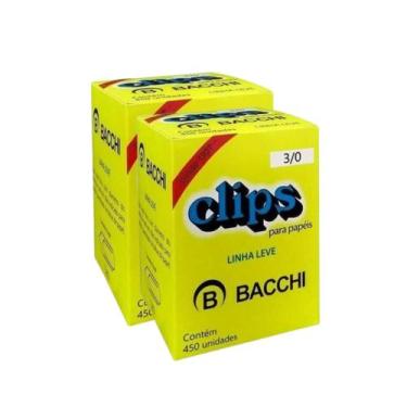Imagem de Kit 2 Caixas com 450 clips galvanizados 3/0 clipes bacchi