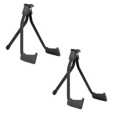 Imagem de Kit 2 Suportes de Chão Para Guitarra E Baixo Retrátil Em Aço Preto Ask