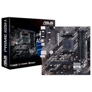 Imagem de Placa Mãe Asus Prime A520M-A II com Socket AM4 e VGA DDR4 para Uso Profissional e Pessoal Preta