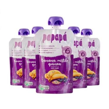 Imagem de Kit Papinha Infantil Orgânica Banana Mirtilo e Quinoa Papapá Sem Açúca