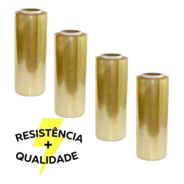 Imagem de Kit 4 Rolo Bobina Plastico Filme Pvc 28cm X 300m- 300 Metros - Sem mar