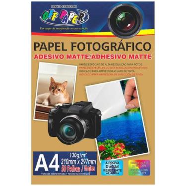 Imagem de Papel Fotográfico Adesivo Matte 130g A4 Off Paper Branco Fosco Alta Re