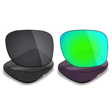 Imagem de Mryok 2 pares de lentes polarizadas de substituição para óculos de sol Oakley Holbrook OO9102 - Opções, Preto invisível e verde esmeralda, One Size
