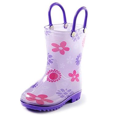 Imagem de Botas de Chuva Infantil e Infantil Puddle Play com Alças Fácil de Calçar – Cores e designs para Meninos e Meninas, Flower Shapes, 6 Toddler