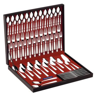 Imagem de Faqueiro Tramontina Maresias Inox c/ Estojo de Madeira - 76 Peças