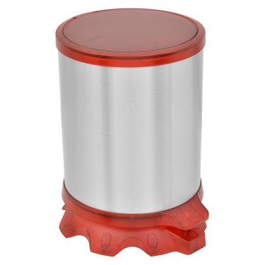 Imagem de Lixeira Tramontina com Pedal Sofie em Aço Inox e Plástico Inox/Vermelha – 5 L