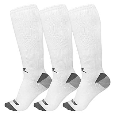 Imagem de Meia de Compressão Cano Longo Solid Muvin – Kit com 3 - Cano Alto – Boa Respirabilidade – Protege Contra Bolhas – Unissex – Corrida – Caminhada – Ciclismo – Exercícios – Fitness – Esportes – Conforto (34-39, Branco)