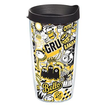 Imagem de Tervis Feito nos EUA Minions de parede dupla - adesivos amarelos copo isolado mantém as bebidas frias e quentes, 473 ml, clássico