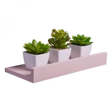 Imagem de Prateleira Porta Quadros 30 X 15cm Rosa Claro