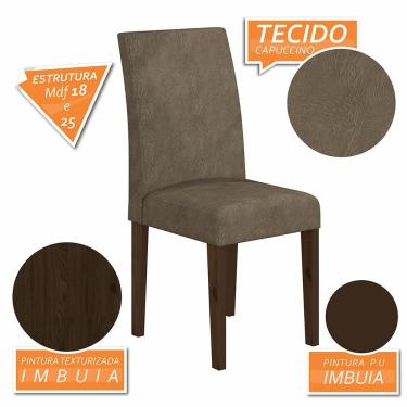 Imagem de Kit 4 Cadeiras Estofadas Sofia Imbuia/capuccino - Móveis Arapongas