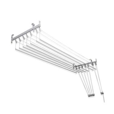 Imagem de Varal de teto ou parede Prático de alumínio medida 1,5 Metro com 7 Varetas Individuais - Varal 5 Varetas + Extensor 2 varetas