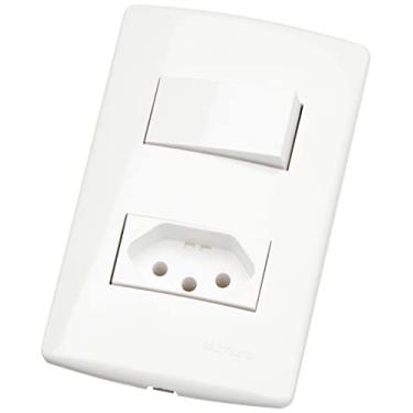 Imagem de Conjunto 1 Interruptor paralelo e 1 Tomada, Alumbra, Bianco Pro 85134, Branco