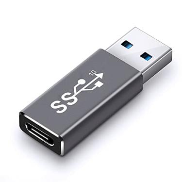 Imagem de ELECTOP Adaptador USB 3.1 GEN 2 macho para tipo-C fêmea, suporta carregamento dupla face de 10 Gbps e transferência de dados, conversor USB A para USB C 3.1 para PC, laptop, carregador, carregador