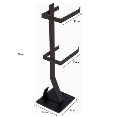 Imagem de Porta Papel Higiênico Chão Papeleiro Lavabo Preto Duplo