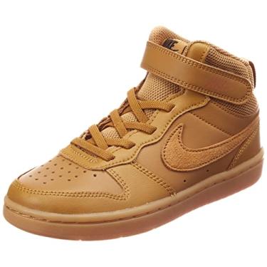 Imagem de Nike Boys Court Borough Mid 2 Leather Sneakers Athletic Shoes, Wheat Gum Light Brown, 3 Y