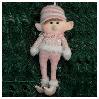 Imagem de Kit 2 Boneco Pendente Natal Duende Papai Noel Rosa 33cm