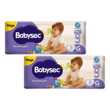 Imagem de Kit 2 Fraldas Babysec Galinha Pintadinha Premium Tamanho G 26 unidades cada