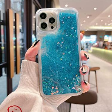 Imagem de Capa de telefone de silicone macio líquido para iPhone 14 13 12 11 Pro Max X XS XR 7 8 6 6s Plus SE 5 5s Glitter Quicksand Bling Water Cover, Azul, Para iPhone 14