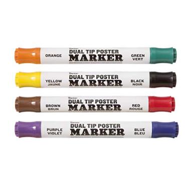 Imagem de Darice Marcadores de pôster duplo: Ponta de cinzel, 8 cores, 4 peças, multicolorido