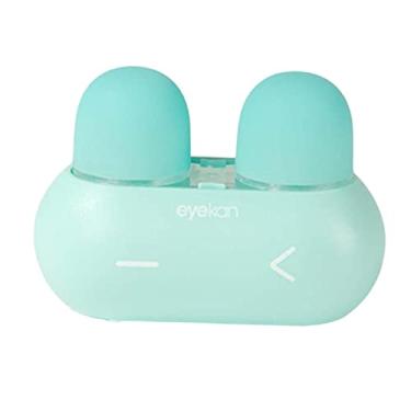 Imagem de harayaa Máquina de limpeza de lentes ultrassônica, máquina de lavar lentes portátil automática, estojo de armazenamento para cuidados com os olhos alimentado por USB ou AAA, azul