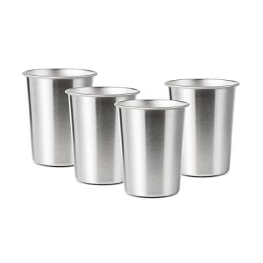 Imagem de Pacote com 4 copos de aço inoxidável de 170 g, copos de bebida saudáveis sem BPA, copos de metal para crianças e adultos (prata, 170 ml)