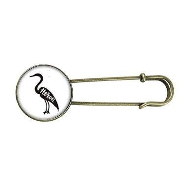 Imagem de Garça cinza preto e branco animal retrô broche de metal clipe jóias