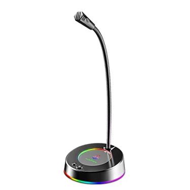 Imagem de Microfone de mesa USB MK08 Plug & Play Profissional 360 Graus Omnidirecional Microfone com Luz LED RGB Condenor de Mesa para Gravação de Jogos Vivos