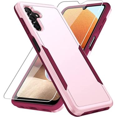 Imagem de Capa Para for Samsung Galaxy A03S Capinha, com Protetor de Tela de Vidro, Resistente e à Prova de Choque, Caixa de Proteção Total (Pink)