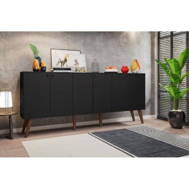 Imagem de Aparador  buffet Retrô 6 Portas Preto Pés Palito Guatemala